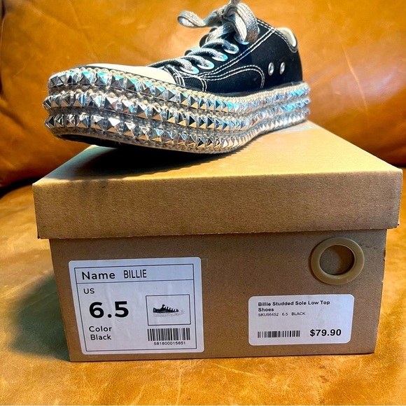 Studded Black 6.5 (runs big, I am an 8 and they fit) Converse Style Tennis Shoe - Picture 10 of 10